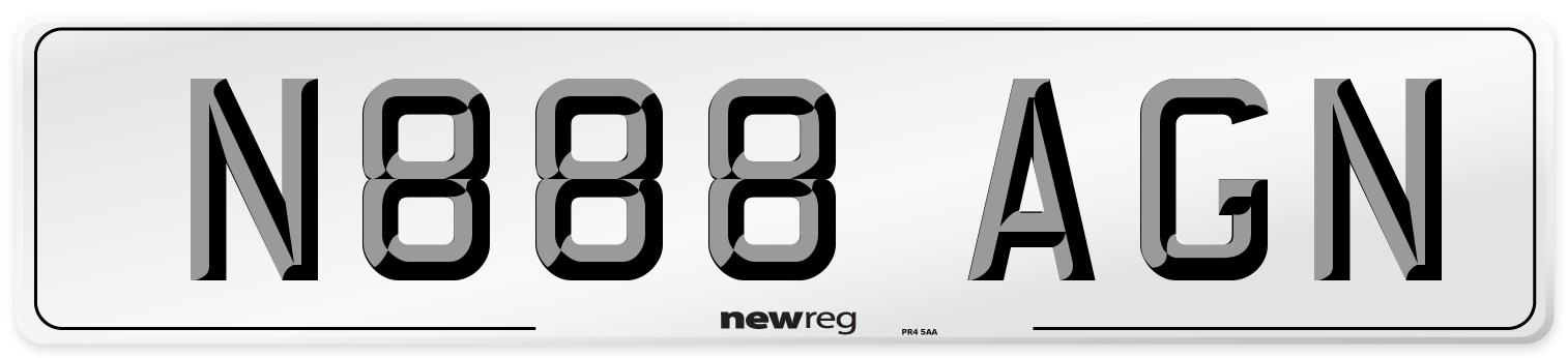 N888 AGN Number Plate from New Reg